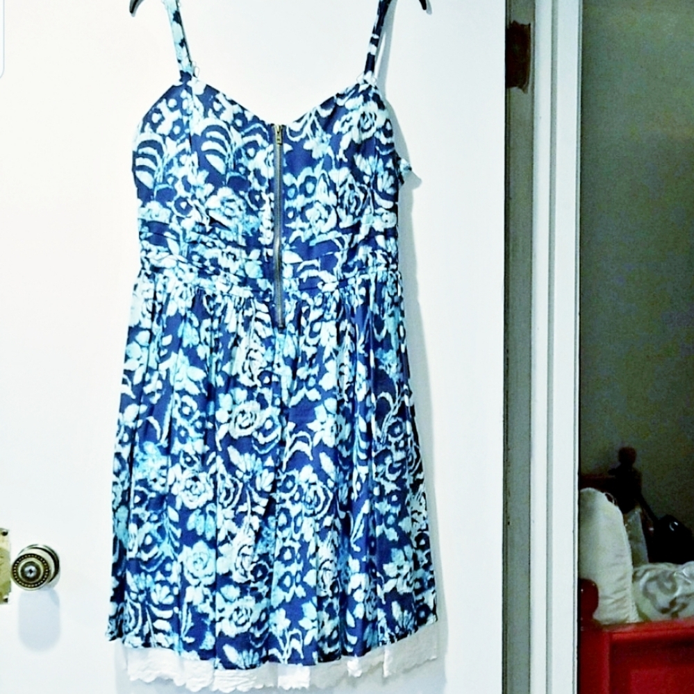 Darling blue print Sweetheart Sundress